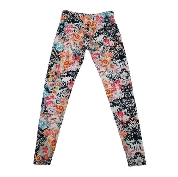 Onzie multicolor floral print 7/8 length activewear leggings women's size S/M - Picture 1 of 8